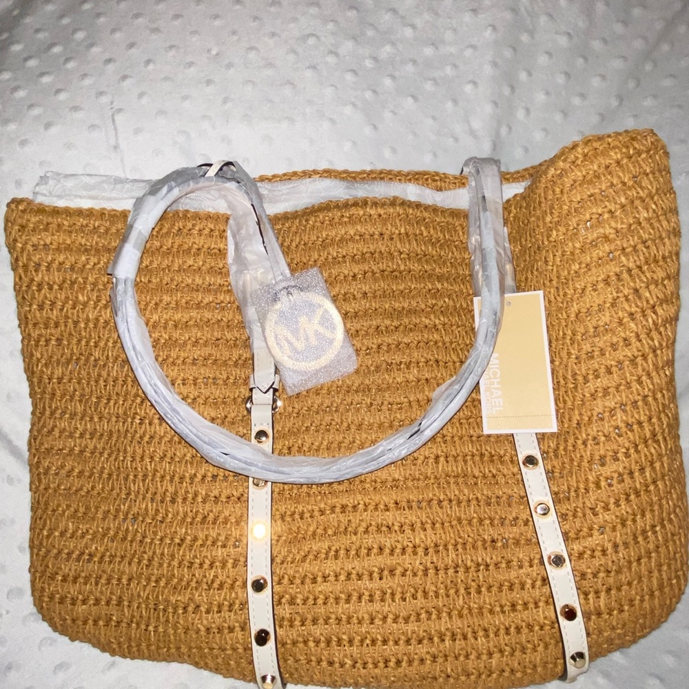 MICHAEL Michael Kors studded straw tote- new